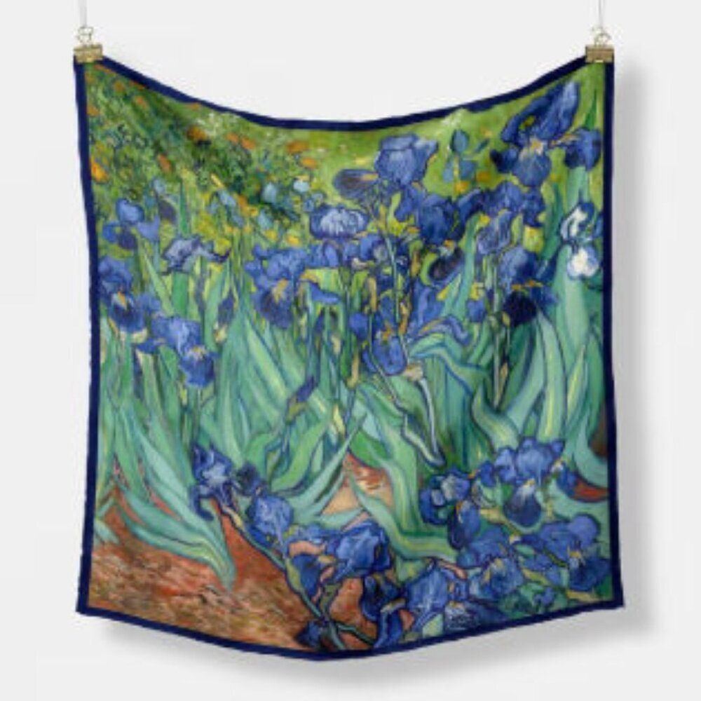 Vincent Van Gogh Irises Purple Flowers - Square Scarf NEW